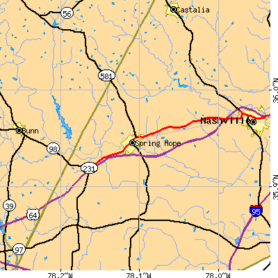 Zip code 27882 close-up map