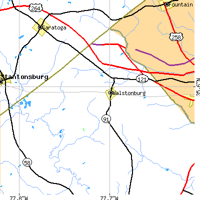 Zip code 27888 close-up map