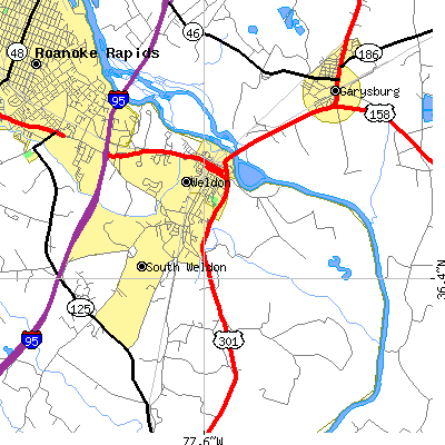 Zip code 27890 close-up map