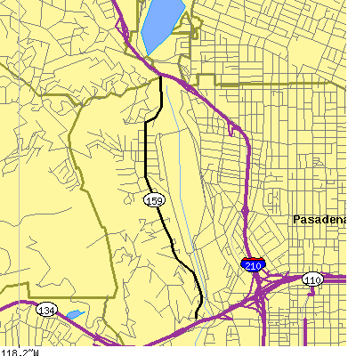 Zip code 91103 close-up map
