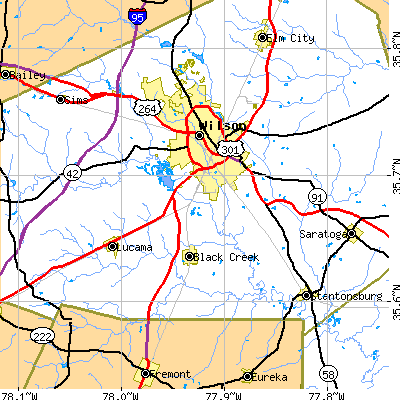 Zip code 27893 close-up map