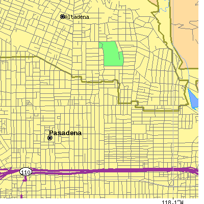 Zip code 91104 close-up map