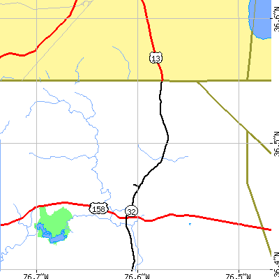 Zip code 27926 close-up map