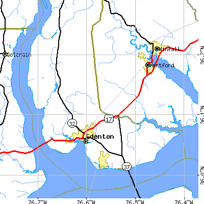 Zip code 27932 close-up map