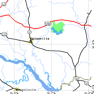 Zip code 27938 close-up map
