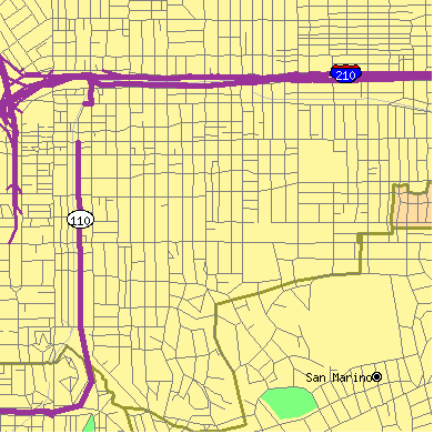 Zip code 91106 close-up map