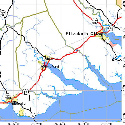 Zip code 27944 close-up map