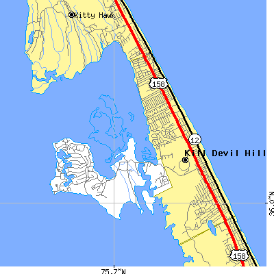 Zip code 27948 close-up map