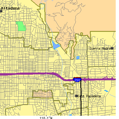 Zip code 91107 close-up map