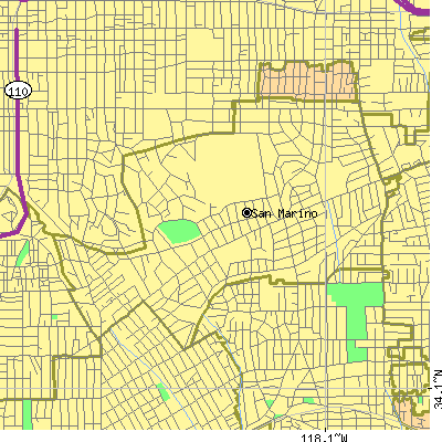 Zip code 91108 close-up map