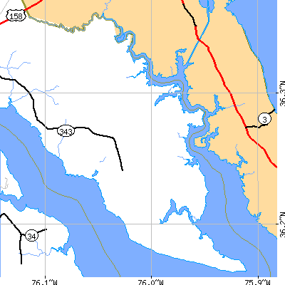 Zip code 27974 close-up map