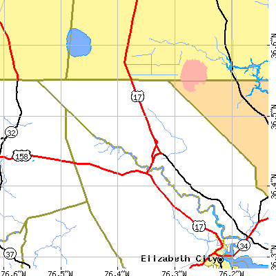 Zip code 27976 close-up map