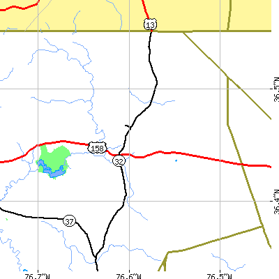 Zip code 27979 close-up map