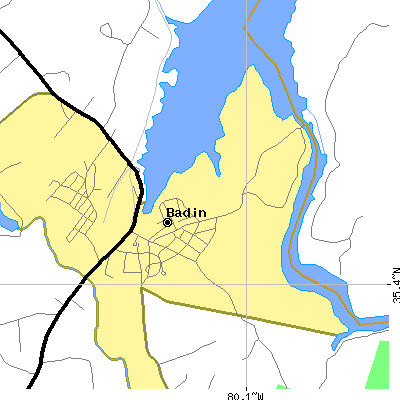 Zip code 28009 close-up map