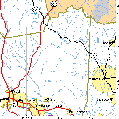 Zip code 28018 close-up map