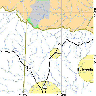 Zip code 28020 close-up map