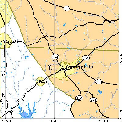 Zip code 28021 close-up map
