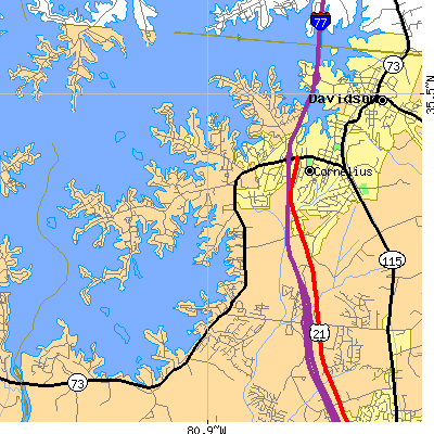Zip code 28031 close-up map