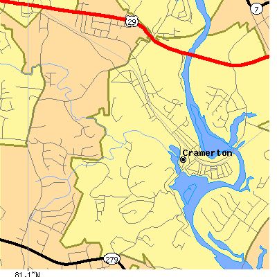 Zip code 28032 close-up map