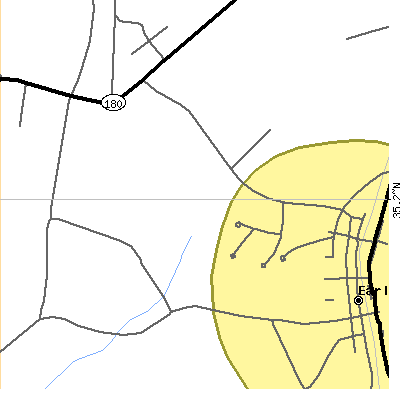 Zip code 28038 close-up map