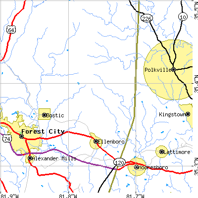 Zip code 28040 close-up map