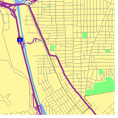 Zip code 91204 close-up map