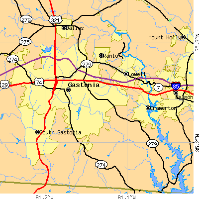 Zip code 28056 close-up map