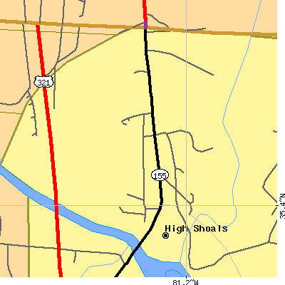 Zip code 28077 close-up map