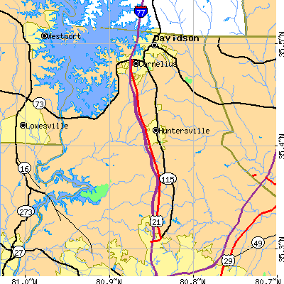Zip code 28078 close-up map