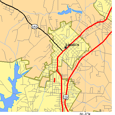 Zip code 28088 close-up map