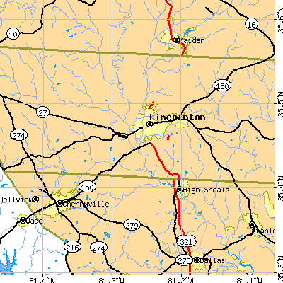 Zip code 28092 close-up map