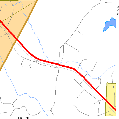 Zip code 28109 close-up map