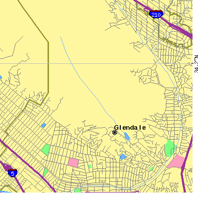 Zip code 91207 close-up map