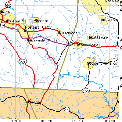 Zip code 28114 close-up map