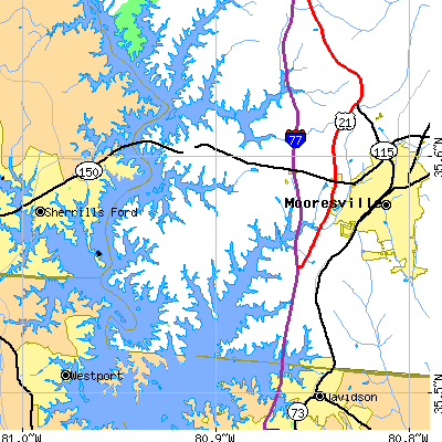 Zip code 28117 close-up map