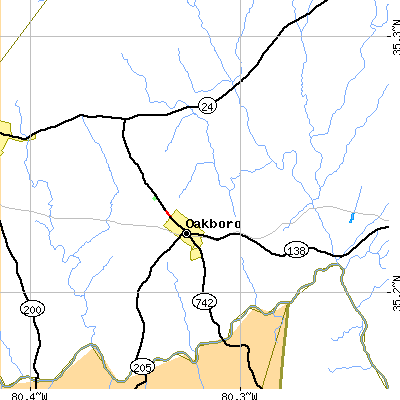 Zip code 28129 close-up map