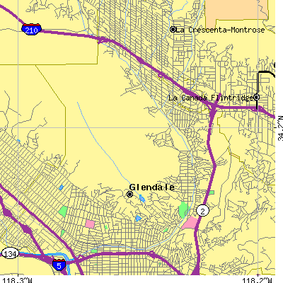 Zip code 91208 close-up map