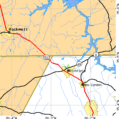 Zip code 28137 close-up map