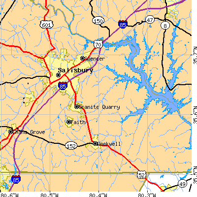 Zip code 28146 close-up map