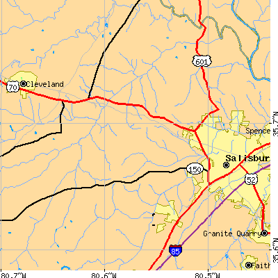 Zip code 28147 close-up map
