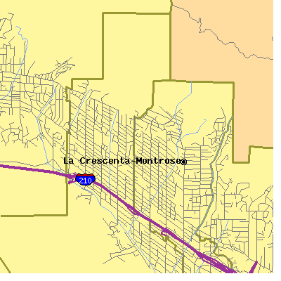 Zip code 91214 close-up map