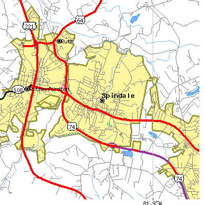 Zip code 28160 close-up map