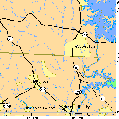 Zip code 28164 close-up map