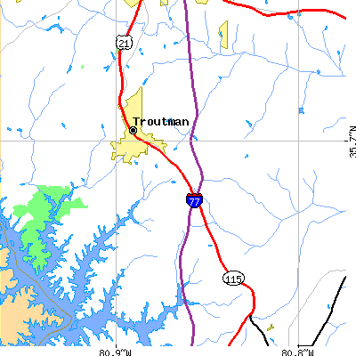 Zip code 28166 close-up map