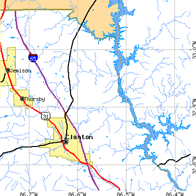 Zip code 35046 close-up map