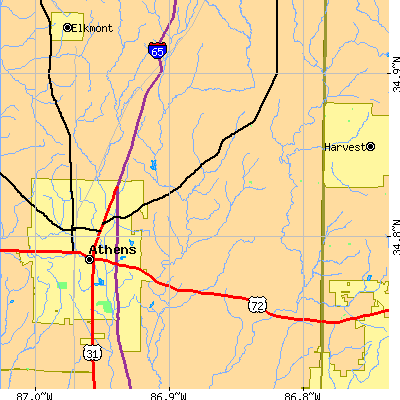 Zip code 35613 close-up map