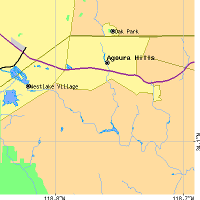 Zip code 91301 close-up map