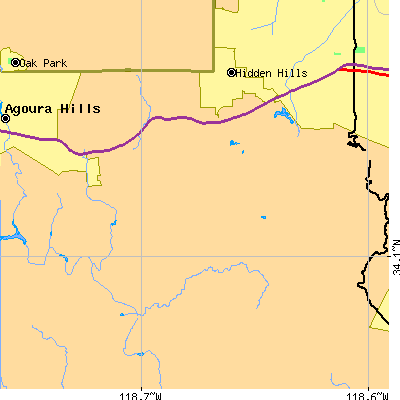 Zip code 91302 close-up map
