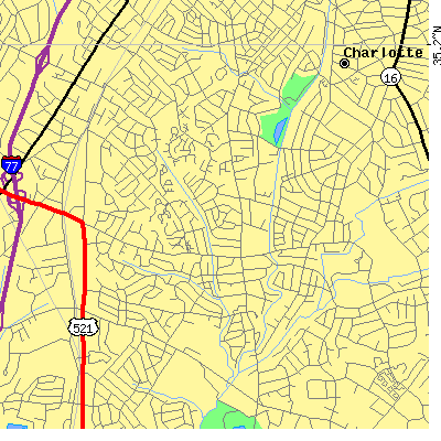 Zip code 28209 close-up map