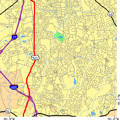Zip code 28210 close-up map